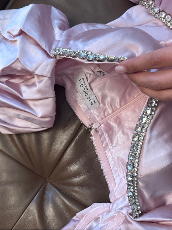 Mac Duggal Dresses & Skirts - Mac Duggal Light Pink Satin Strapless Dress with Crystal Embellishment